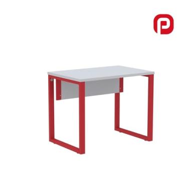 Imagem de Mesa para Escritório Industrial 90cm Pe25 Cinza/Vermelho