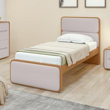 Imagem de Cama Solteiro Loop Tecido Corano Amêndoa Clean