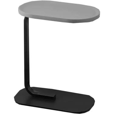 Imagem de Mesa lateral pequena, mesa C, estreita, redonda, sofá, sofá, mesa de jantar, para lanches, bebidas, mesa de destaque para sala de estar e quarto