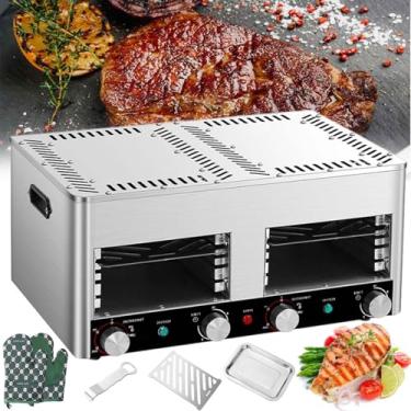 Imagem de Frango comercial elétrico de 1450 °F, 10 slots para grelhar, tempo e temperatura ajustáveis, temperatura máxima de 800 ℃, adequado para cozinha interna, com bandejas de cozimento e luvas à prova