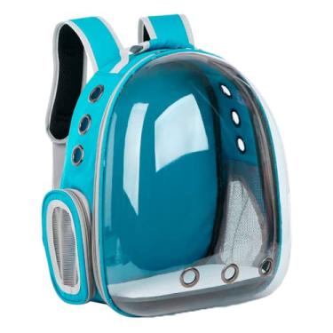 Imagem de Mochila De Transporte Para Pets Cachorros E Gatos Com Ventilação Transparente Portátil - PREMIUM DUPIN (azul)
