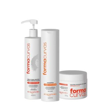 Imagem de Kit Acquaflora Forma Curvas Shampoo Creme de Pentear Cachos e Gelatina
