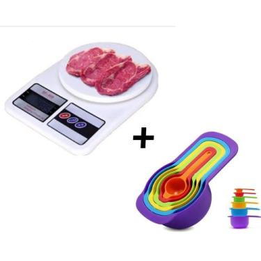 Imagem de Balança Digital De Precisão 1g À 10kg Cozinha + Kit 6 Medidores De Coz