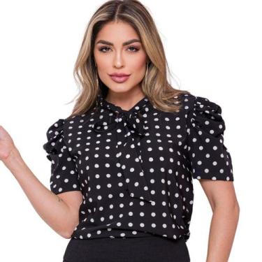 Imagem de Blusa Camisa Evangélica Social Bolinha Poa Com Laço Princesa - Look Mo