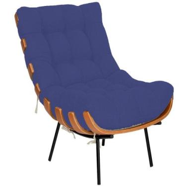Imagem de Poltrona Decorativa Costela Suede Varanda Azul Marinho - Straso Móveis