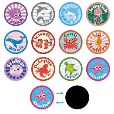 Imagem de 24 folhas de adesivos de treinamento de penico, 12 estampas de adesivos mágicos de alvo de vaso sanitário que mudam de cor, lindos adesivos de assento de penico de desenho animado para xixi, decalque