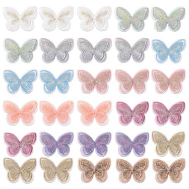 Imagem de 30 peças de apliques de tecido de borboletas para roupas borboletas adesivos de renda para costura, artesanato, vestido de casamento, roupas jeans chapéu (colorido)
