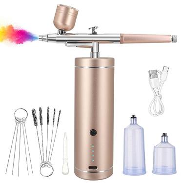 Imagem de Kit de aerógrafo com compressor, pistola de ar sem fio atualizada com visor de luz indicadora, 23PSI/25PSI/27PSI ajustável, para arte de unhas, pintura, maquiagem, hidratação da pele