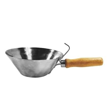 Imagem de Generic Balde de aço inoxidável, conchas, ferramenta de reboco, cabo de madeira, concha de água, ferramenta para drywall, reboco, alvenaria, massa, drywall