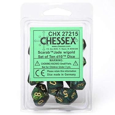 Imagem de Dice - Chessex D10 Jade com ouro (10)