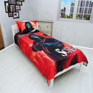 Imagem de Jogo De Lençol Cobre Leito Fronha Panico Infantil Halloween - Fantasia