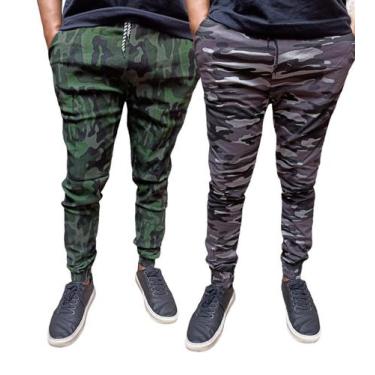 Imagem de Kit 2 calças jogger masculino sarja e jeans com elastano produto a pro