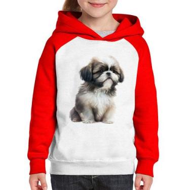 Imagem de Moletom Infantil Cachorro Shih Tzu Filhote - Foca na Moda, Branco, Ver