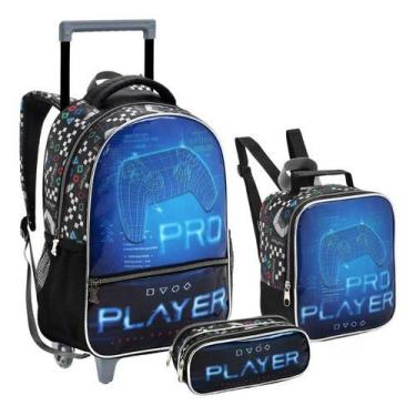 Imagem de Kit Mochila Escolar Infantil Com Rodinha Estojo E Lanheira Térmica Gam