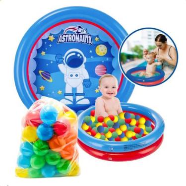 Imagem de Piscina Inflável Infantil 21l Estampas 2 Anéis + 25 Bolinhas - DM TOYS