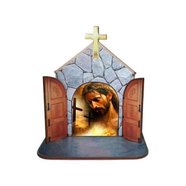 Imagem de Mini Capela Oratório Display Enfeite de Mesa Pai em Tuas Mãos Entrego 