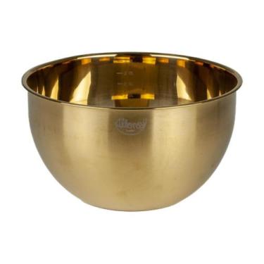 Imagem de Bowl Tigela de cozinha Multiuso de Inox 3,5L com medidas Dourado Prepa