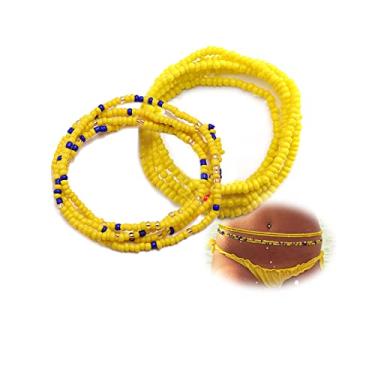 Imagem de Corrente com contas de cintura para mulheres, bijuteria de biquíni, estilo boêmio, contas coloridas, corrente de barriga empilhável para o verão, praia, viagem, joia corporal, Medium, Resina, resina