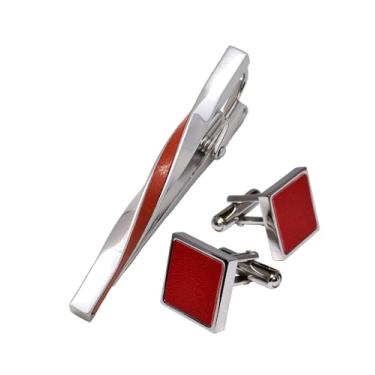 Imagem de [TAVARAT] Abotoaduras masculinas para homens prendedor de gravata genuíno Learher Tps-063, free, latão, Sem Pedra Preciosa