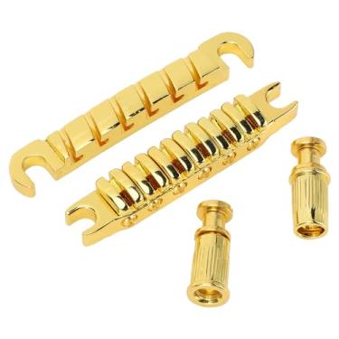 Imagem de Ponte de Guitarra Estilo LP, Peça Traseira de Liga de Zinco Ajustável, Melhora a Ressonância e o Tom, para Guitarra Elétrica, Espaçamento de Cordas de 52 Mm (Ouro)