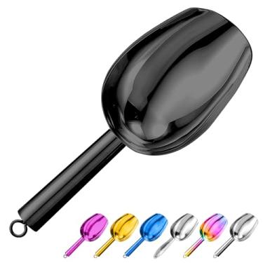 Imagem de Sanhaipen Pá de Gelo de Metal 3 Oz, Pequena Pá de Gelo de Aço Inoxidável para Máquina de Gelo, Balde de Gelo, Cozinha, Freezer, Bar, Festa, Casamento, Multiuso para Grãos de Café, (7 Polegadas)