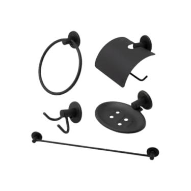 Imagem de Kit Acessórios Para Banheiro 5 Peças Preto Fosco Premium