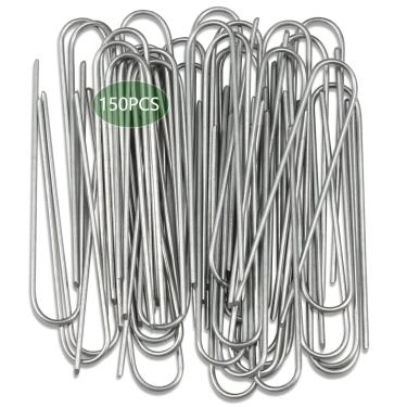 Imagem de Grampos de paisagem de estacas de jardim galvanizado de 15 cm, grampos de jardim resistentes, estacas de cerca antiferrugem, pacote com 150