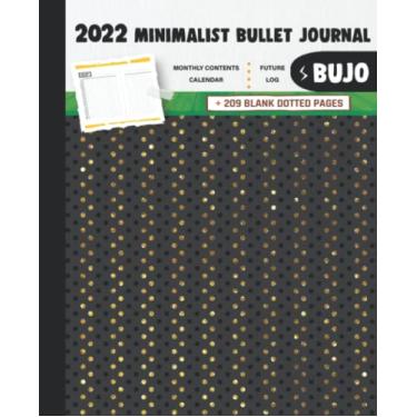 Imagem de 2022 Minimalist Bullet Journal/BUJO with Balls Gold Glitter and Black Paint in Gray Background Cover: Basic Bujo | Classic Bullet Journal Help You ... And Dotted Pages | 240 Pages | 7.5 * 9.25