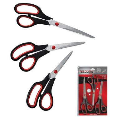 Imagem de Kit 3 Tesouras Multiuso Cabelo Papel Plástico Borracha Eva - Art House