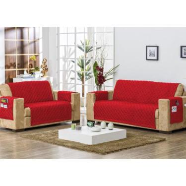 Imagem de Protetor de Sofá Vermelho 2 Peças - Bordados Ricardo