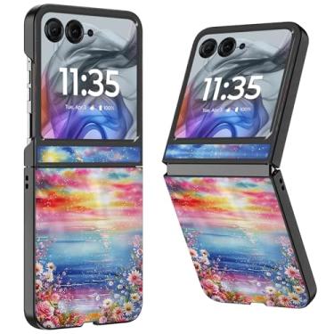 Imagem de WZCJDHMJ Capa para Motorola Razr 2025/2024, fina, fina, rígida, policarbonato, antiarranhões, capa protetora à prova de choque para Moto Razr 50 - As flores coloridas