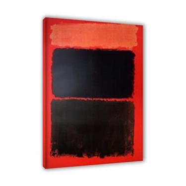 Imagem de Arte de parede famosa emoldurada - Mark Rothko'Light Red over Black' Poster Color Abstract Graffiti Canvas Wall Art - Impressão de pintura famosa em tela - Imagem para decoração de sala de estar 40 x
