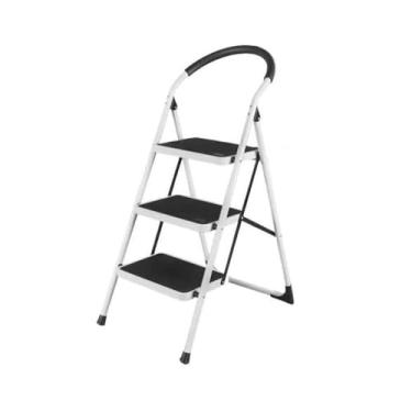 Imagem de Escada dobrável 2/3/4/5 Escada Banqueta Espessada e Alargada Escada Familiar Doméstica Escada Dobrável Multifuncional Interna Banco de degrau dobrável(Branco,Médio)