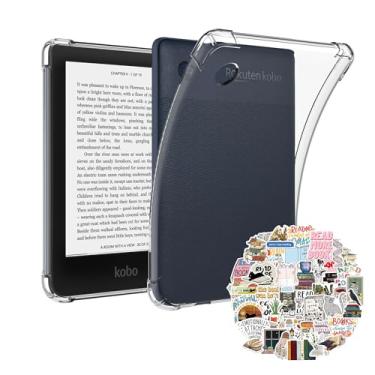 Imagem de Capa transparente para 15.2 cm Kobo Clara Color/Clara BW/Kobo Clara 2E eReader/5.1 cm 1 capa com 50 adesivos, capa traseira de silicone leve e à prova de arranhões