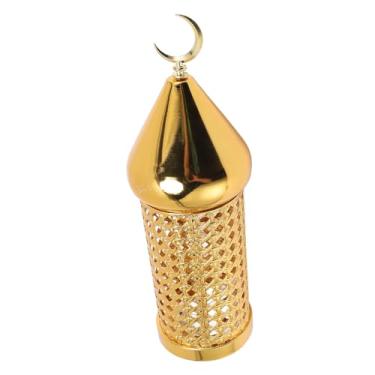 Imagem de Lanterna Dourada do Ferro Oco, Castiçais Decorativos do Casamento, Aromaterapia Ambiental Home, Lanterna de Metal a Pilhas (S)