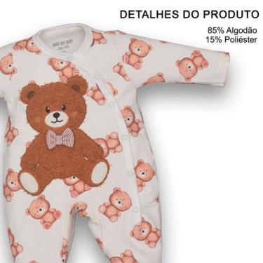 Imagem de Macacão Molecotton Bebê Estampa Ursinho Marfim Upi Uli, M