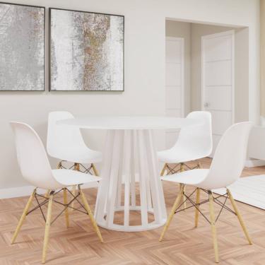 Imagem de Mesa de Jantar Redonda 6 Lugares 120cm em mdf Gabi Branca - Straub Web