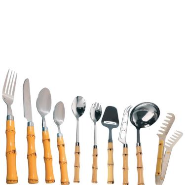 Imagem de Faqueiro 30 peças aço inox cabo pástico bambu natural wolff - saldão.