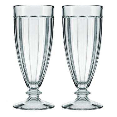 Imagem de Kit Jogo 2 Taças Copo De Vidro 369Ml Milk Shake Sorvete Suco