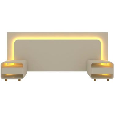 Imagem de Cabeceira extensível Gelius Innova 100% mdf 02 mesa de cabeceira para cama box de Casal 138 cm, Queen 158 cm e King 193 cm off White