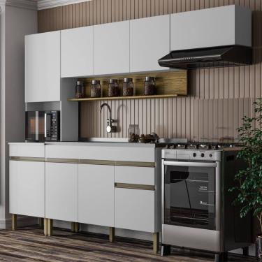 Imagem de Armário De Cozinha Completa 150 Com Balcão Para Pia 9 Portas Line Freijó-supremo