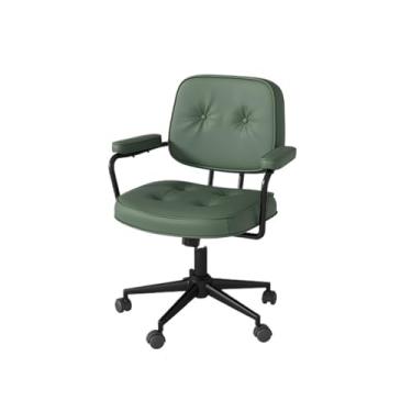 Imagem de Cadeira de Escritório Cadeira de escritório vintage couro pu, mesa de estudo, assento de escritório com braços e encosto, quarto feminino, cadeira giratória, elevador de maquiagem Cadeira Gamer(Green)