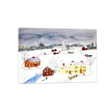 Imagem de Pintura famosa impressa em tela-Imagem decoração-Arte parede paisagem para quarto Sala de estar(neve precoce) 50x70cm-19x27in Lona Envolto