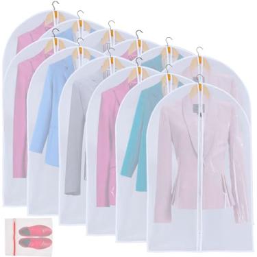 Imagem de MsKitchen Bolsas Para Ternos Femininos De 36", Roupas Penduradas, Plásticas Armazenamento No Armário, Capas Terno Com Zíper Casacos Curtos, Jaquetas, Camisas 24" X 36" / Pacote 12 (24" 12)