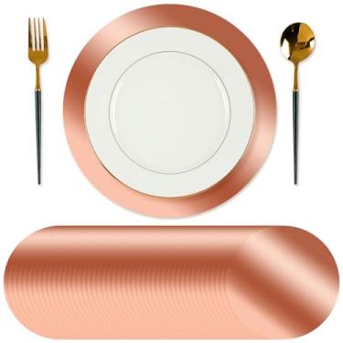 Imagem de Tioncy 100 peças de jogo americano redondo de papel decorativo descartável, tapetes de mesa para jantar, casamento, decoração de mesa, banquete, festa, aniversário, feriado