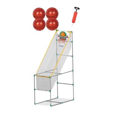 Imagem de simhoa Conjunto de jogos de basquete infantil de arcade, atividade divertida, fácil montar brinquedos de brinquedos de brinquedos interativos para filhos, com 4 Bola, 1.53m