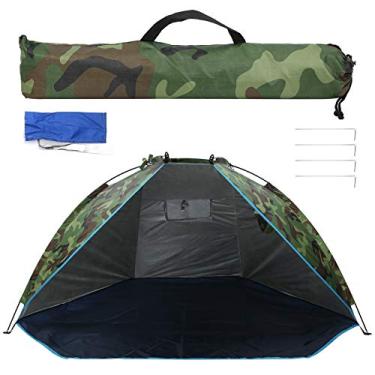 Imagem de Tenda de abrigo de pesca ao ar livre camuflagem portátil Sunshade de duas pessoas Tenda de acampamento para pescar e acampar fibra de vidro Oxford Pano Silver Coating tafetá 220cm