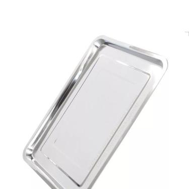 Imagem de Bandeja Aço Inox Retangular Rasa 40x30 Restaurante - Kehome