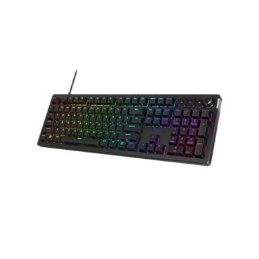Imagem de Teclado Mecânico Gamer HyperX Alloy Rise – Personalizável, Switches Lineares, Teclas PBT, com Suportes de Silicone, Iluminação Ajustável, Sensor de Luz Ambiente, Botões Giratórios, Preto (7G7A3AA)