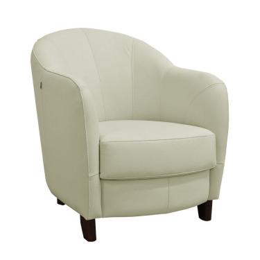 Imagem de Poltrona Kairós com Pés Madeira Couro Off White